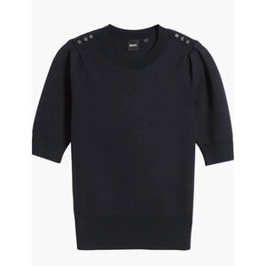 Hugo Boss Fantilina Button Shoulder Short Sleeve Sweater Dark Navy. Sz 3XL NWT